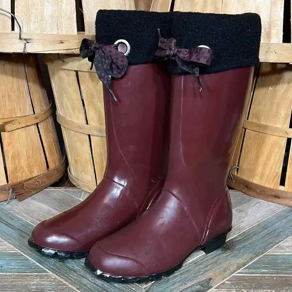Bogs Alex Solids Burgundy Waterproof Lined Insulated Rain Boots Womens Size 8